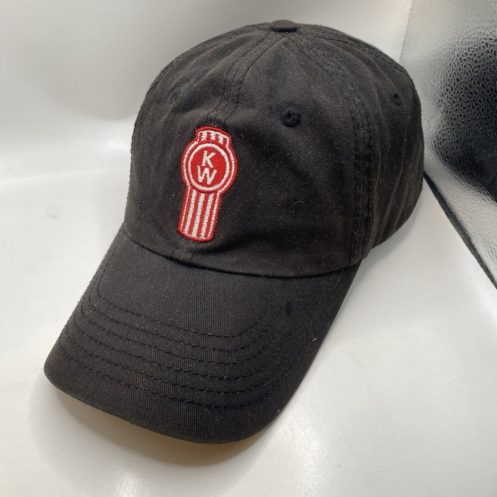 Kenworth Hat Black Cotton Ball Cap Adjustable Strap Soft Dad Slouch Cleaned